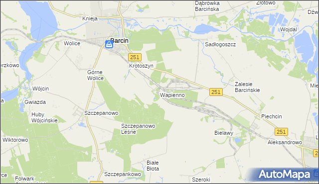 mapa Wapienno, Wapienno na mapie Targeo