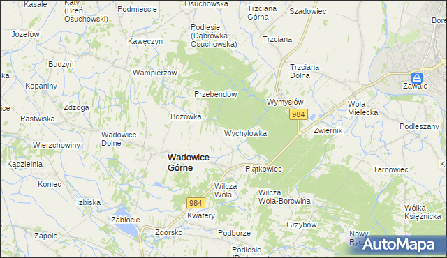 mapa Wychylówka, Wychylówka na mapie Targeo
