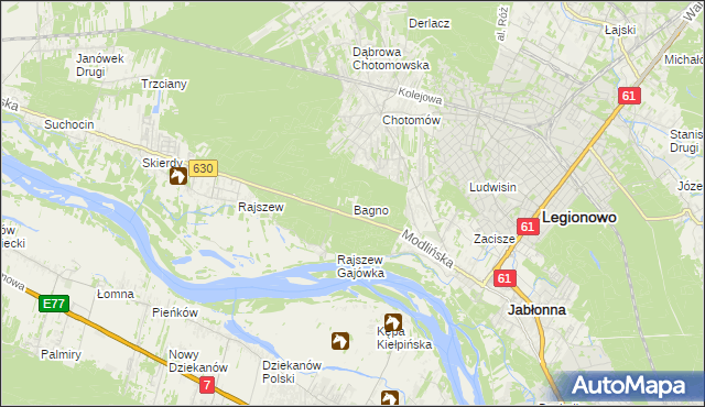 mapa Bagno gmina Jabłonna, Bagno gmina Jabłonna na mapie Targeo