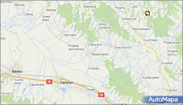 mapa Bażanówka, Bażanówka na mapie Targeo