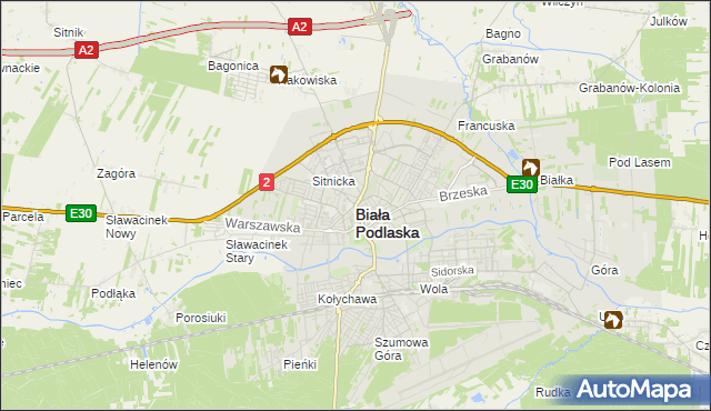 mapa Białej Podlaskiej, Biała Podlaska na mapie Targeo