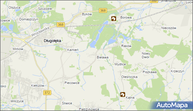 mapa Bielawa gmina Długołęka, Bielawa gmina Długołęka na mapie Targeo