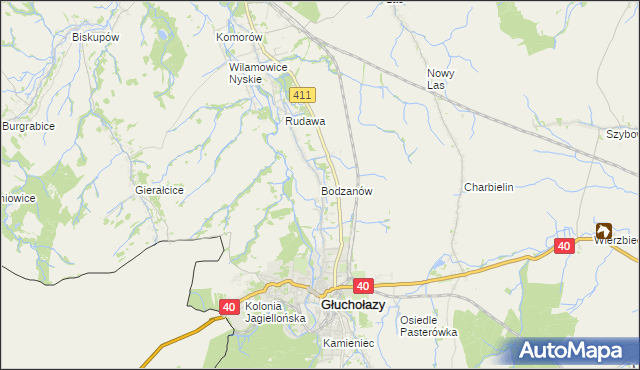 mapa Bodzanów gmina Głuchołazy, Bodzanów gmina Głuchołazy na mapie Targeo