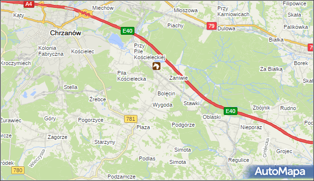 mapa Bolęcin gmina Trzebinia, Bolęcin gmina Trzebinia na mapie Targeo