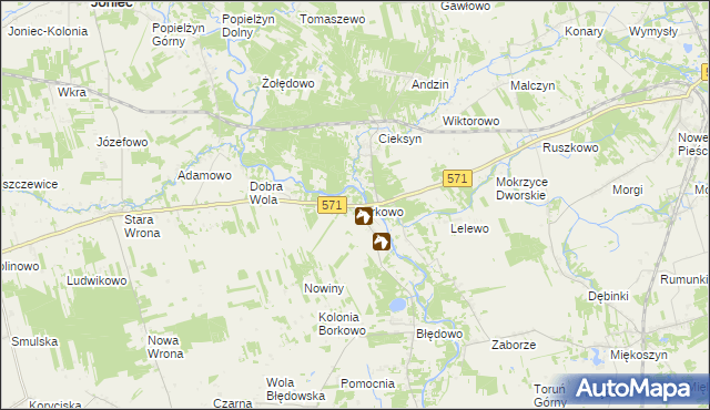 mapa Borkowo gmina Nasielsk, Borkowo gmina Nasielsk na mapie Targeo