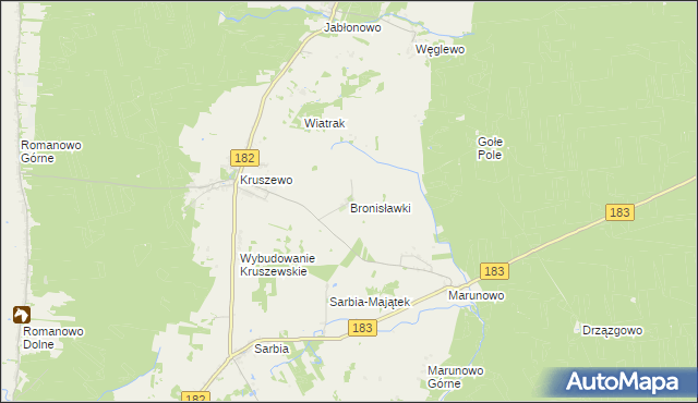 mapa Bronisławki gmina Ujście, Bronisławki gmina Ujście na mapie Targeo
