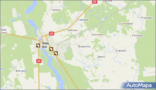 mapa Brzeźnica gmina Biały Bór, Brzeźnica gmina Biały Bór na mapie Targeo