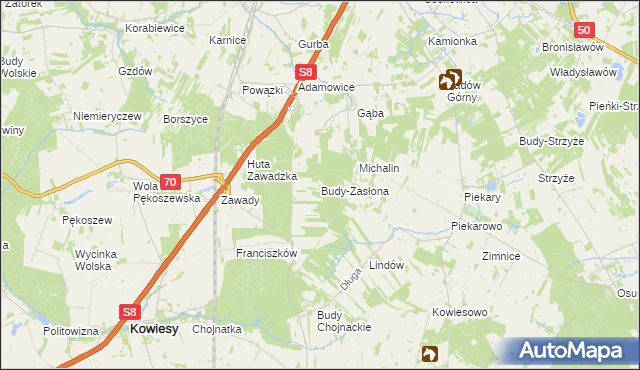 mapa Budy-Zasłona, Budy-Zasłona na mapie Targeo
