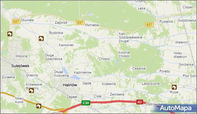 mapa Chobot gmina Halinów, Chobot gmina Halinów na mapie Targeo