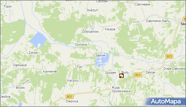 mapa Czajków gmina Wodynie, Czajków gmina Wodynie na mapie Targeo