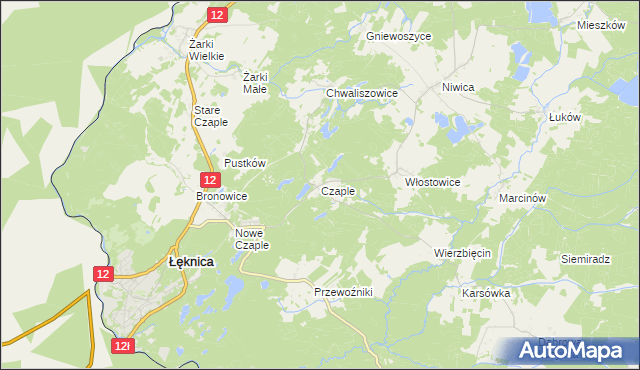 mapa Czaple gmina Trzebiel, Czaple gmina Trzebiel na mapie Targeo