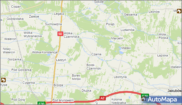 mapa Czarna gmina Stanisławów, Czarna gmina Stanisławów na mapie Targeo