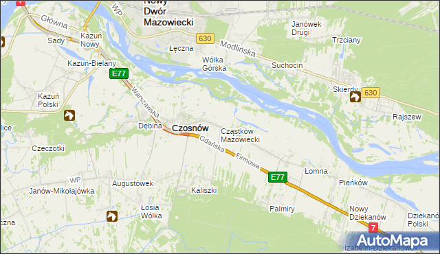 mapa Cząstków Mazowiecki, Cząstków Mazowiecki na mapie Targeo