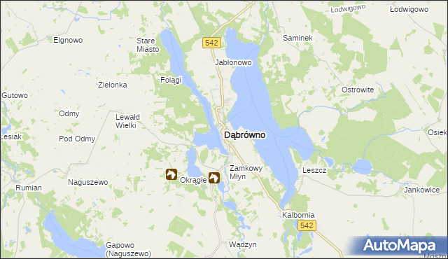 mapa Dąbrówno powiat ostródzki, Dąbrówno powiat ostródzki na mapie Targeo