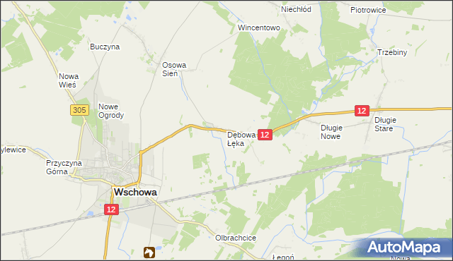 mapa Dębowa Łęka, Dębowa Łęka na mapie Targeo