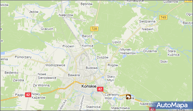 mapa Dyszów, Dyszów na mapie Targeo