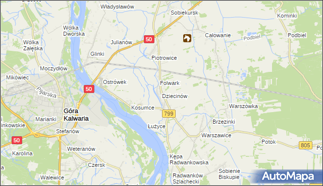 mapa Dziecinów gmina Sobienie-Jeziory, Dziecinów gmina Sobienie-Jeziory na mapie Targeo