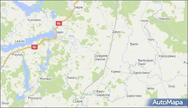 mapa Dzięgiele Oleckie, Dzięgiele Oleckie na mapie Targeo