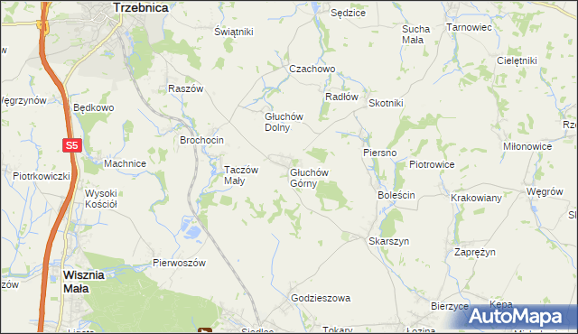 mapa Głuchów Górny, Głuchów Górny na mapie Targeo