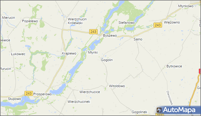 mapa Gogolin gmina Koronowo, Gogolin gmina Koronowo na mapie Targeo