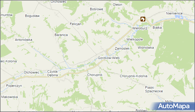 mapa Gorzków-Wieś, Gorzków-Wieś na mapie Targeo