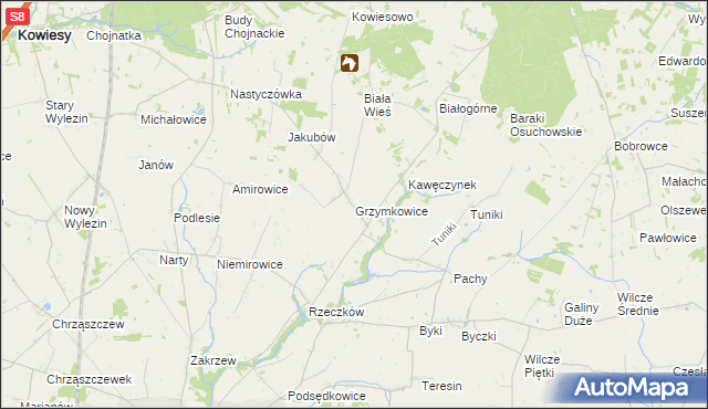 mapa Grzymkowice, Grzymkowice na mapie Targeo