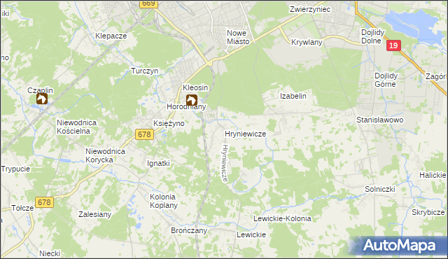 mapa Hryniewicze, Hryniewicze na mapie Targeo
