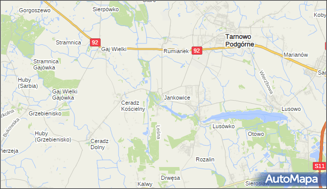 mapa Jankowice gmina Tarnowo Podgórne, Jankowice gmina Tarnowo Podgórne na mapie Targeo