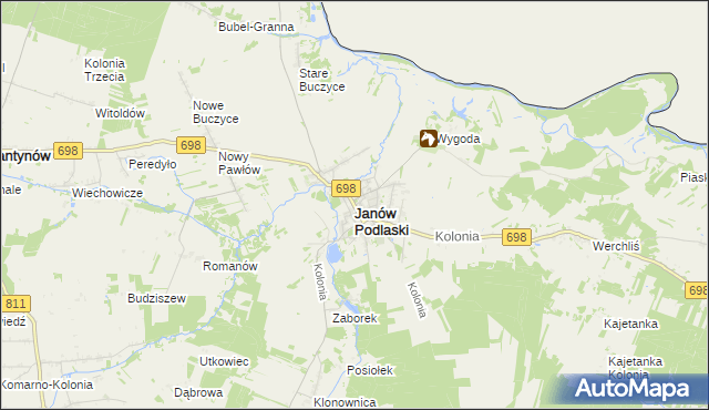 mapa Janów Podlaski, Janów Podlaski na mapie Targeo