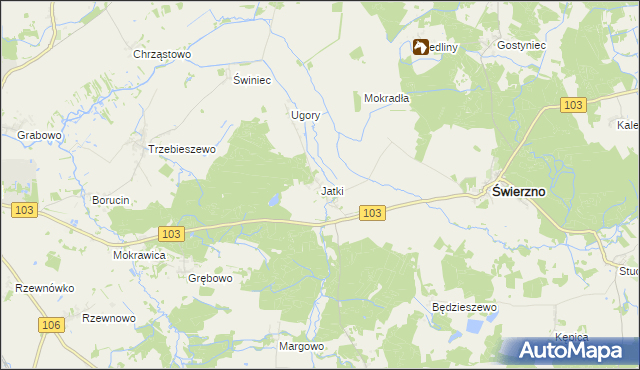 mapa Jatki gmina Świerzno, Jatki gmina Świerzno na mapie Targeo