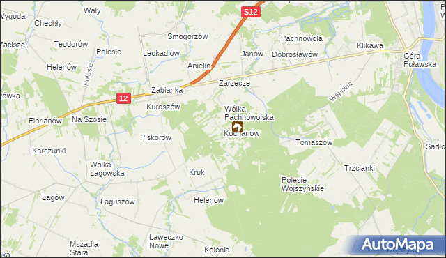 mapa Kochanów gmina Puławy, Kochanów gmina Puławy na mapie Targeo