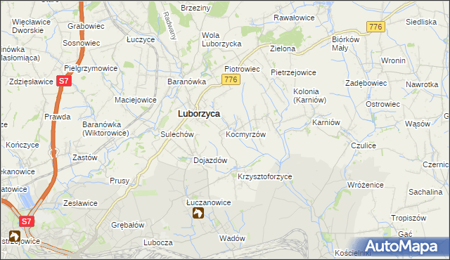 mapa Kocmyrzów, Kocmyrzów na mapie Targeo