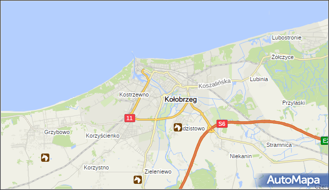 mapa Kołobrzegu, Kołobrzeg na mapie Targeo