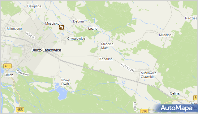 mapa Kopalina gmina Jelcz-Laskowice, Kopalina gmina Jelcz-Laskowice na mapie Targeo