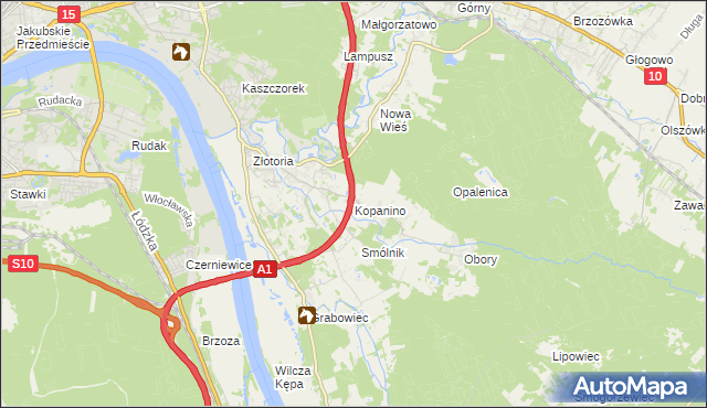 mapa Kopanino gmina Lubicz, Kopanino gmina Lubicz na mapie Targeo