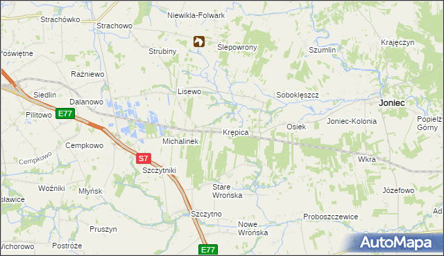 mapa Krępica gmina Płońsk, Krępica gmina Płońsk na mapie Targeo