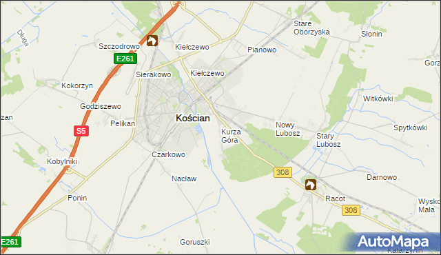 mapa Kurza Góra, Kurza Góra na mapie Targeo