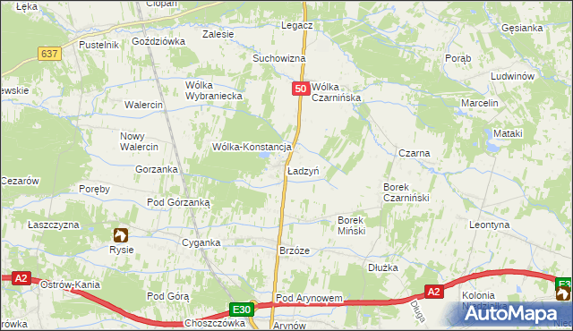 mapa Ładzyń, Ładzyń na mapie Targeo
