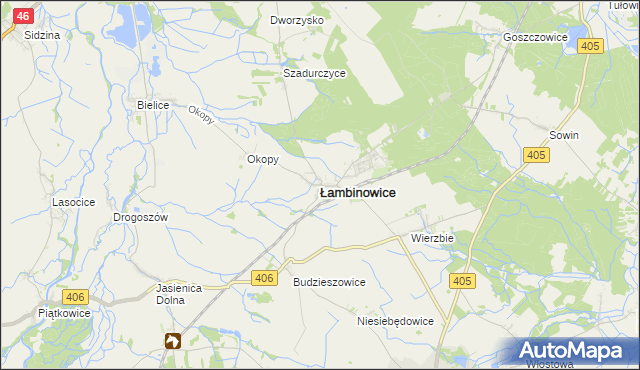 mapa Łambinowice, Łambinowice na mapie Targeo