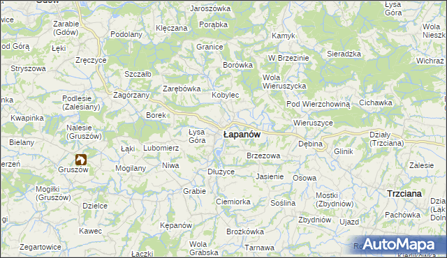 mapa Łapanów, Łapanów na mapie Targeo