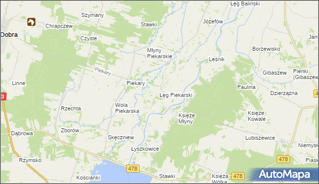 mapa Łęg Piekarski, Łęg Piekarski na mapie Targeo