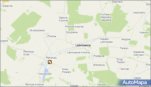 mapa Leśniowice, Leśniowice na mapie Targeo