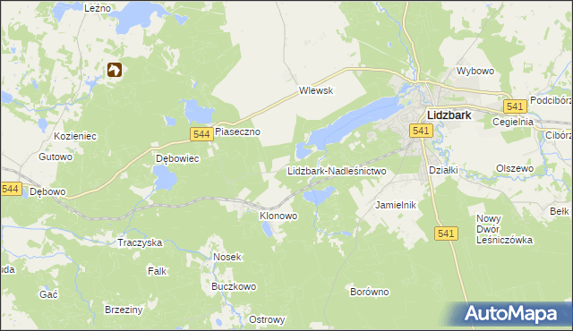 mapa Lidzbark-Nadleśnictwo, Lidzbark-Nadleśnictwo na mapie Targeo