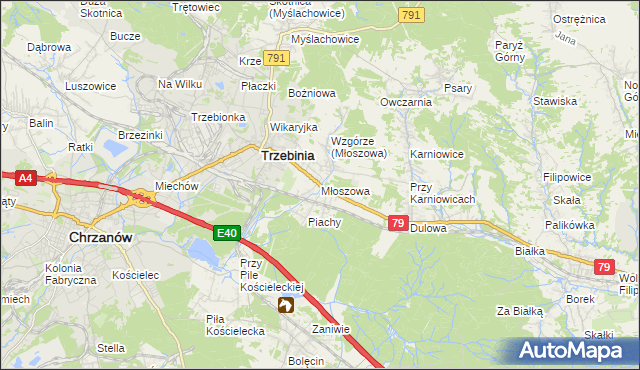 mapa Młoszowa, Młoszowa na mapie Targeo