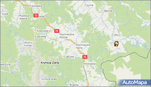 mapa Mochnaczka Niżna, Mochnaczka Niżna na mapie Targeo