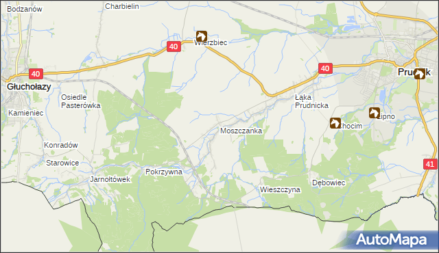 mapa Moszczanka gmina Prudnik, Moszczanka gmina Prudnik na mapie Targeo