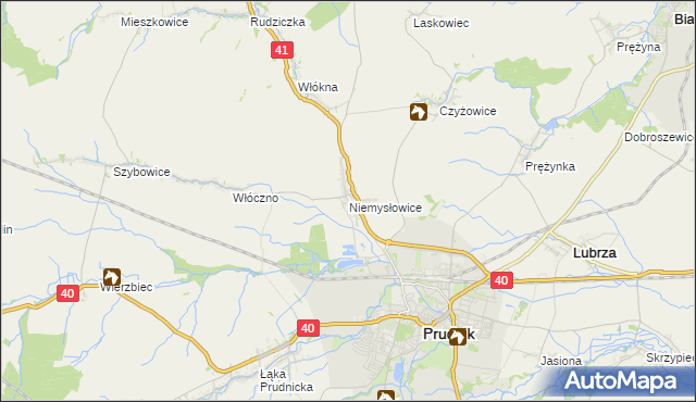 mapa Niemysłowice, Niemysłowice na mapie Targeo