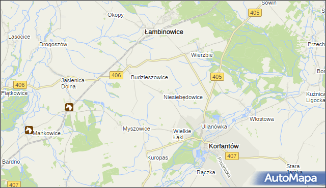 mapa Niesiebędowice, Niesiebędowice na mapie Targeo