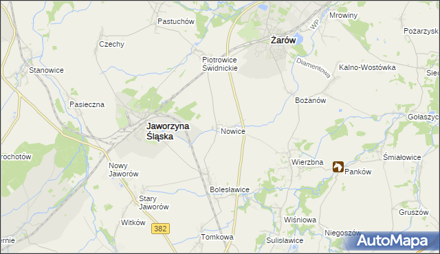 mapa Nowice gmina Jaworzyna Śląska, Nowice gmina Jaworzyna Śląska na mapie Targeo