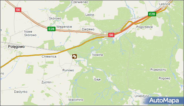 mapa Nowina gmina Potęgowo, Nowina gmina Potęgowo na mapie Targeo